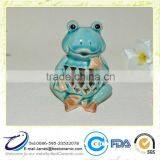 Blue Glazed Ceramic Frog Garden Handmade Decorative thumbnail-1