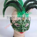 Green Cock Feather Mask Face Snake Skin Decoration thumbnail-6