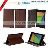 Wholesale price brown leather case cover with multi stand for New Google Nexus 7 2 II