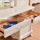 Luxury Antique European French Baroque Style Ivory White Hand Carved Wooden MDF Vanity Dressing Table Set thumbnail-3
