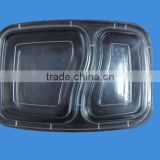 Food Grade Take Away 2-compartment Plastic Luch Container with Clear Lid