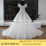 Luxury Ball Gown Sew On Crystal Beaded Saudi Arabian Wedding Dress thumbnail-1