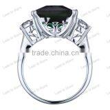 Silver Large Green Stone Cocktail Gay Men's Ring thumbnail-3