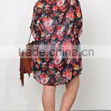 2015 Summer Plus Size, Floral Print Chiffon Cardigan and Kimono Wrap for Fat Women - SYK15360 thumbnail-2