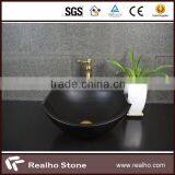Natural Stone Black Round Bathroom Sinks for Hotel/home thumbnail-3