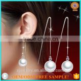 fashion long shell/glass pearl earrings for girls