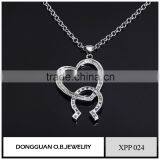 Crystal Necklace Pendant, Fashion LOVE Shape Pendant Jewelry With Imitation White Gold Plated thumbnail-2