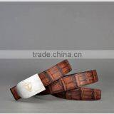New Custom Brown Genuine Crocodile Belt for Men With Adjustable Buckle Wholesale