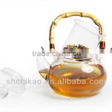 glass teapot with bamboo handle