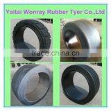 Hyster E80 Front Wheel Tyre 22*9*16 Forklift Rubber Press-on Shaped Tire 559x229x406 thumbnail-1