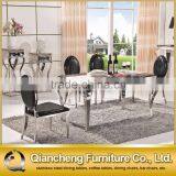 Dining Room Furniture Marble Stainless Steel Dining Table for 6 People thumbnail-5