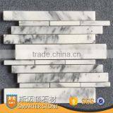 White Ink Marble Strip Mosaic Tile Random Strips on Mesh thumbnail-1