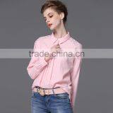 Beautiful Cutwork Blouse 2015 Trendy Pink Women Chiffon Blouse thumbnail-2