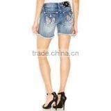 Knee-Length Denim Shorts, Blow Out Wash thumbnail-1