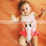 2017 Hot Sale Baby Girls Swan Printed Swimwear With Hat Suit thumbnail-2