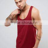2017 Best Price New Design Summer Custom Red Gym Wear Comfortable Cotton Spandex Fashion Men's Sport Plain Tank Tops thumbnail-1