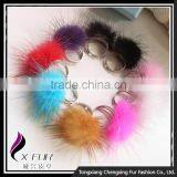 CX-A-27 Decoration Colourful Genuine Mink Fur Ball Finger Ring thumbnail-1