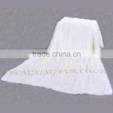 CX-D-95 European Fashion White Knitted Real Rex Rabbit Fur Blanket Area Rug For Living Room thumbnail-3