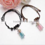 Couple Woven Cord Glass Wishing Bottle Bracelets Diy Wishing Bottles Charms Leather Cord Bracelets for Valentine's Gifts 2017 thumbnail-4