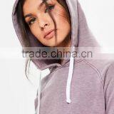 Purple Washed Hoodie Raw Hem Custom 100% Cotton French Terry Raglan Sleeve Women Cropped Hoodies thumbnail-2