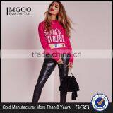 MGOO Custom Design Ladies Christmas Sweater Knitwear Women Diy Crop Jumper With Split Side Pink thumbnail-1