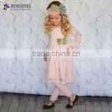 2PCS 100% Combed Cotton Girls Ruffle Giggle Moon Remake Outfits Pink Lace Long Maxi Dress thumbnail-1