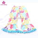 Ruffle Hem Blue Top With Owl Animal Prints Ruffle Pants Outfits Set Toldder Girl Clothing Set LBYTZ001-37 thumbnail-6