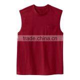 Latest Design Man Sleeveless Custom Fashion Bulk Blank Collar Pocket Men T-shirt thumbnail-4