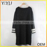 Winter Black and Blue Long Sleeve Crewneck Knitted Pullover Women Loose Sweaters thumbnail-2
