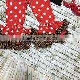 Christmas New Design X-mas Outfits Baby Kidswear Reindeer Leopard Clothes Red/white Dot Ruffle Pant With Accessories thumbnail-2