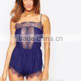Sexy Lace Inserts Shiny Fabric Sleepwear Women Sleepwear With Scalloped Trims thumbnail-2