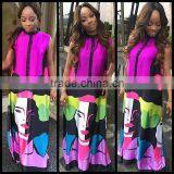 Walson The Summer New Sexy Beautiful Picture Printed Loose Dress Long Maxi Dress Silk Dress thumbnail-2