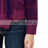Newly Designed Purple Plead Eco-Micro Fleece Crew Sweatshirt With Irregular Hem for Women thumbnail-4
