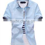 Slim Light Blue Color Short Sleeve Cotton Men Shirts thumbnail-1
