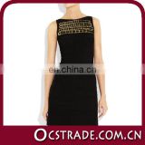 2014 sleeveless sequined A line knee length lace cocktail dresses black