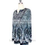 Stock Exotic Embroidery Long Sleeve Blouse Ethnic Paisley Printed Women Top thumbnail-2
