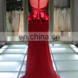 1A102 Red Sash Satin Flower Beaded Column Back See Through Evening Dress Prom Dress thumbnail-2