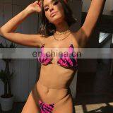 Peachtan Сексуальный неоновый бикини 2019 года. Купальник для женщин с зебровым узором. Высокий крой, поднимающий эффект, двухкомпонентный костюм. thumbnail-4