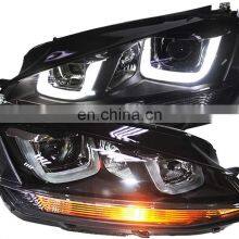 Modified RED LINE PROJECTOR LED BLACK Headlights Double U Angel Eyes Headlights Assembly for VW Golf 7 2014-2017 thumbnail-5