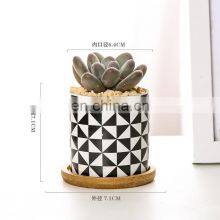 New Geometric Black and White Succulent Flower Pot Ceramic Straight Flower Pot thumbnail-2