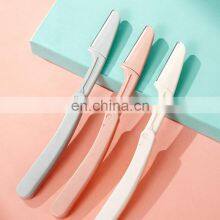 Best Quality Girls 3PCS Long Handle Custom Printing Plastic Eyebrow Razor Trimmer