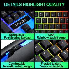 Newest TF230 Gaming Backlit Keyboard Mouse Combos Ergonomic Mute Wireless Mini Multimedia Full-size Keyboard Mouse Combos thumbnail-4