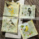 Flower Printing Glass Charger Plates Wholesale for Dinner