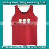 2015 Basic Style of Women Tank Tops With Three Little Flowers Print in the Middle / Soft and Breathable to Your Body thumbnail-1