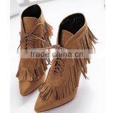Latest England Style Tassel Anckle Suede Rubbe Sexy Girls Riding Boots thumbnail-5