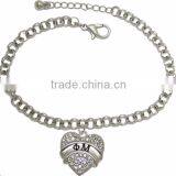 Genuine Austrian Clear Crystal DELTA DELTA DELTA SORORITY Charm Chain Link Bracelet thumbnail-2