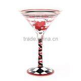 Open Wide Mouth Hand Painted Martini Glass in Stocks Colored Popular Handmade Blown thumbnail-1