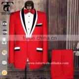 Men's Red Slim Fit 2 Piece One Button Dress Suit Flat Front Pants Set thumbnail-1