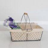 Factory Wholesale Handmade Iron Wire/chicken Wire Storage Basket With Handle and Fabric Lining Quality Choice thumbnail-1
