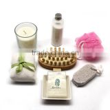 Eco-friendly bath gift set with glass cup wax
